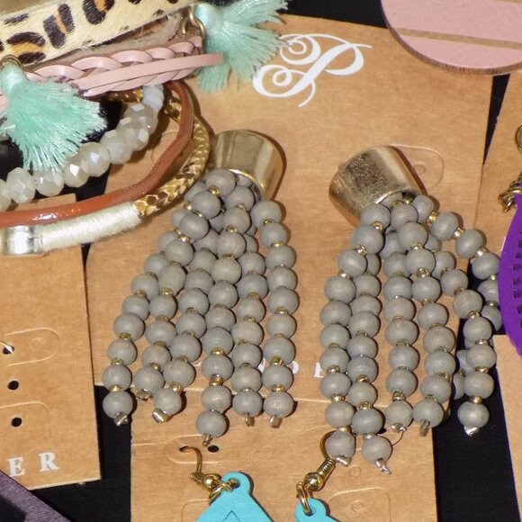 Lot 11 New Plunder Earrings & Bracelet Bundle. Statement Boho Retro Wood Metal - Picture 7 of 9